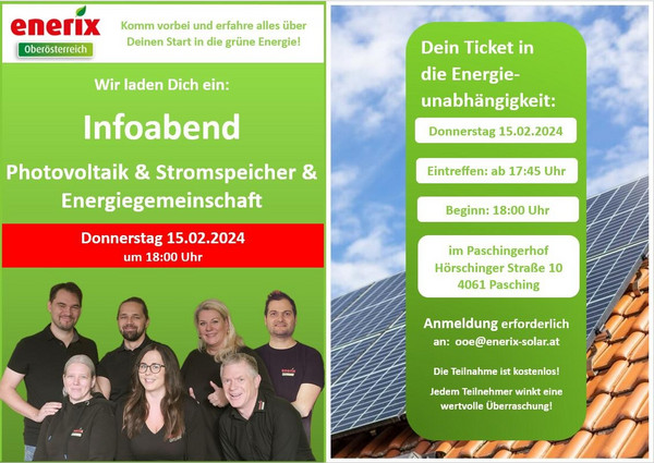 Photovoltaik Infoabend enerix Oberösterreich